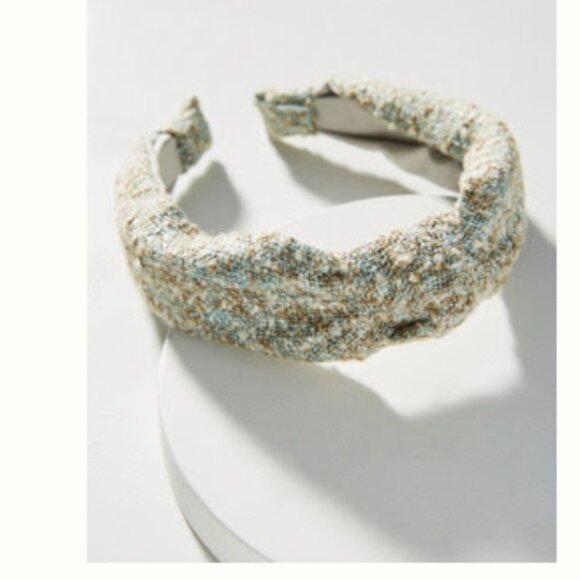 NWT ANTHROPOLOGIE Niles Tweed Knotted Headband - Blue and Brown - Picture 1 of 7